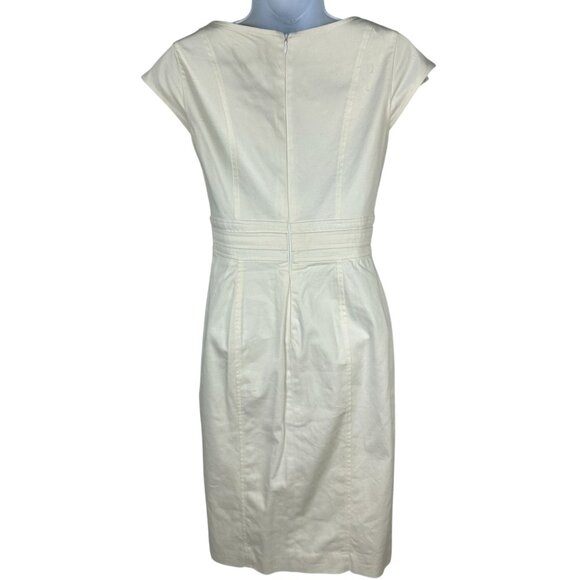 White House Black Market White Button-Front Belted Dress Size 00 - Picture 7 of 7